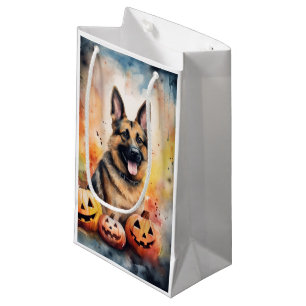 Halloween German Shepherd With Pumpkins Scary  Small Gift Bag