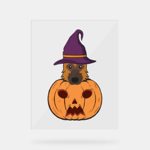 Halloween German Shepherds With Witch Hat Stuck In Acrylic Sign