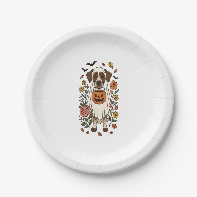 Halloween German Shorthaired Pointer Paper Plate (Front)