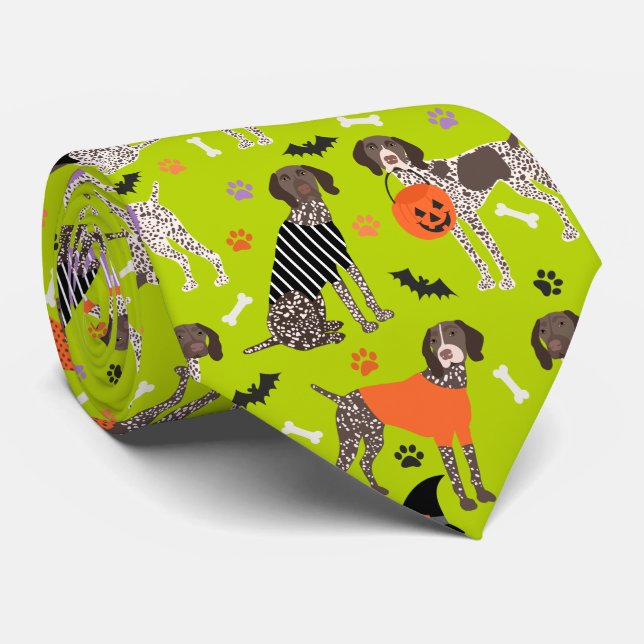 Halloween German Shorthaired Pointer Tie (Rolled)