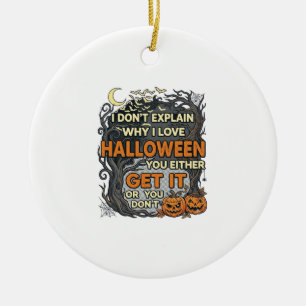 Halloween Get It Spooky Tree Pumpkins Bats Spiderw Ceramic Ornament