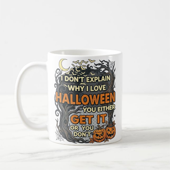 Halloween Get It Spooky Tree Pumpkins Bats Spiderw Coffee Mug (Left)