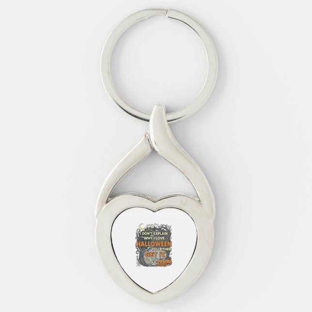 Halloween Get It Spooky Tree Pumpkins Bats Spiderw Key Ring (Front)