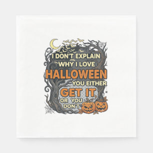 Halloween Get It Spooky Tree Pumpkins Bats Spiderw Napkin