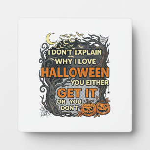 Halloween Get It Spooky Tree Pumpkins Bats Spiderw Plaque
