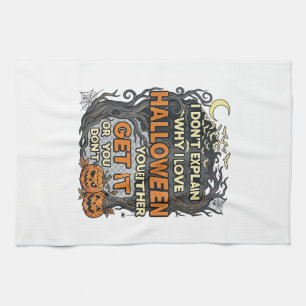 Halloween Get It Spooky Tree Pumpkins Bats Spiderw Tea Towel