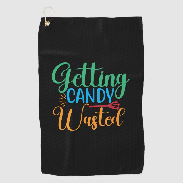 Halloween Getting Candy Wasted Birthday Golf Towel (Front)
