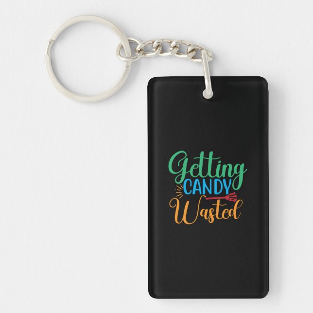 Halloween Getting Candy Wasted Birthday Key Ring (Front)
