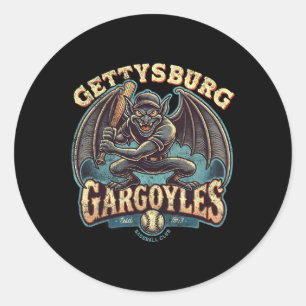 Halloween Gettsyburg Gargoyles Minor League Baseba Classic Round Sticker