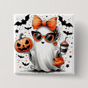 Halloween Ghost 15 Cm Square Badge