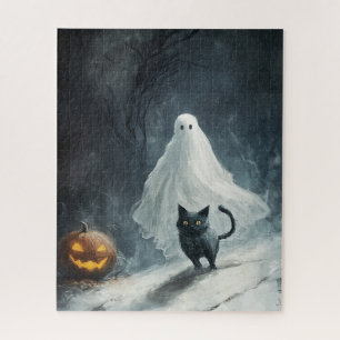 Halloween Ghost and Black Cat  Jigsaw Puzzle