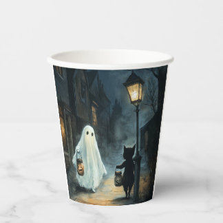 Halloween Ghost and Cat Encounter Paper Cups
