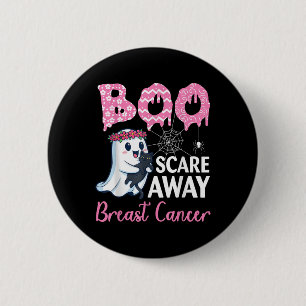 Halloween Ghost And Cat Scare Away Breast Cancer A 6 Cm Round Badge