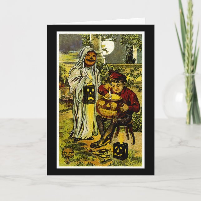Halloween Ghost and Jack-o-Lantern Card (Front)