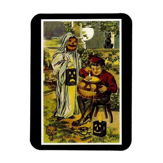 Halloween Ghost and Jack-o-Lantern Magnet (Vertical)