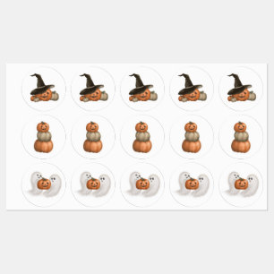 Halloween Ghost and Pumpkin sticker set