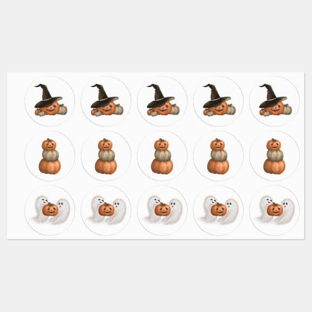 Halloween Ghost and Pumpkin sticker set (Sheet)