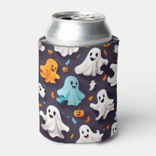 Halloween Ghost and Pumpkins Can Cooler