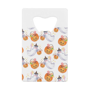 Halloween ghost and sweets seamless pattern
