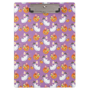 Halloween ghost and sweets seamless pattern clipboard
