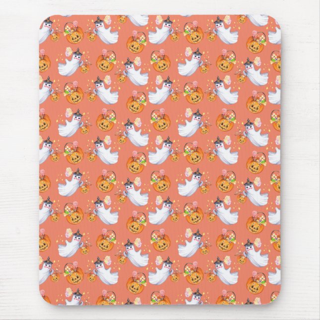 Halloween ghost and sweets seamless pattern tank t mouse pad (Front)