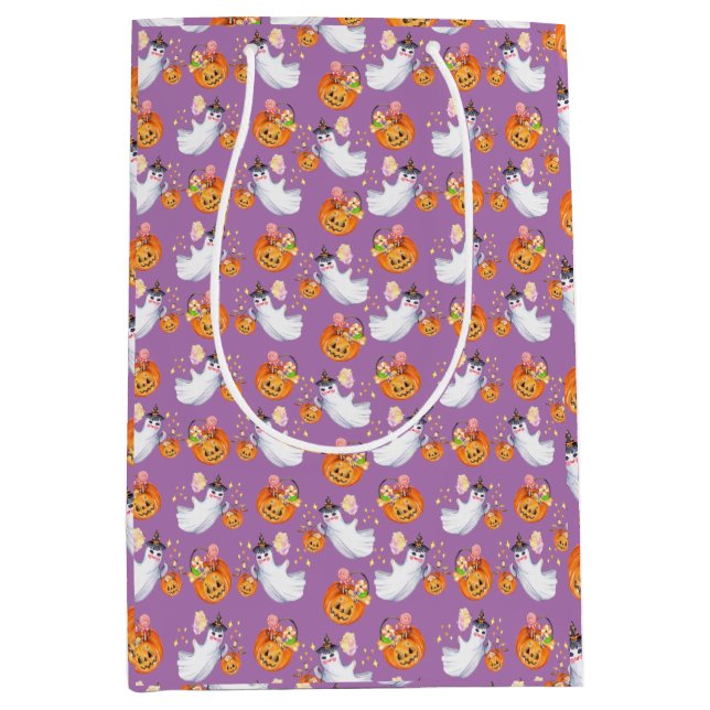 Halloween ghost and sweets seamless pattern wrappi medium gift bag (Front)