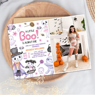 Halloween Ghost Baby Girl Shower Party Photo Invitation