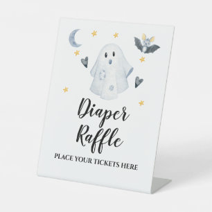 Halloween Ghost Baby Shower Diaper Raffle Pedestal Sign