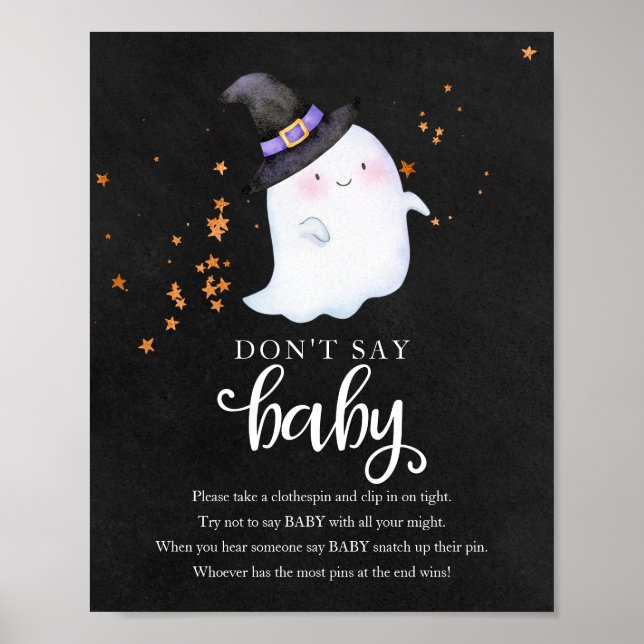 Halloween Ghost Baby Shower Don't Say Baby Sign (Front)