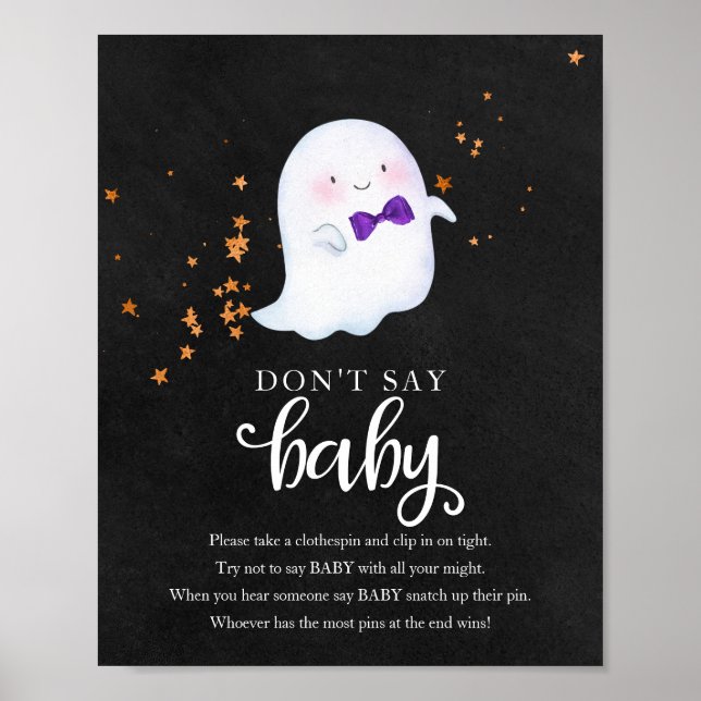 Halloween Ghost Baby Shower Don't Say Baby Sign (Front)