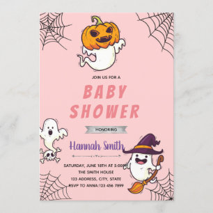 Halloween ghost baby shower girl invitation