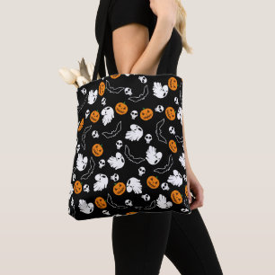 Halloween Ghost Bats Skull Pumpkin Tote Bag