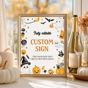 Halloween Ghost Birthday Party Table Sign
