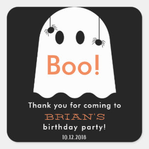 Halloween Ghost Birthday Thank You Black Sticker