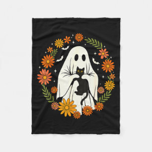 Halloween Ghost Black Cat Cute Funny  Fleece Blanket