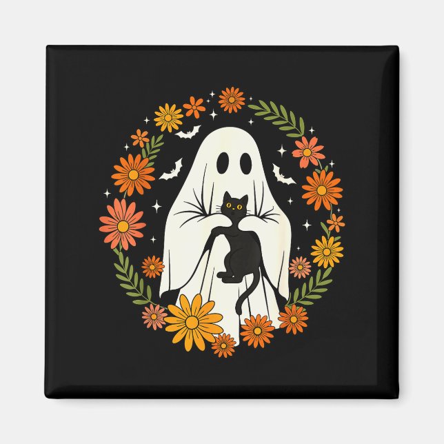 Halloween Ghost Black Cat Cute Funny  Magnet (Front)