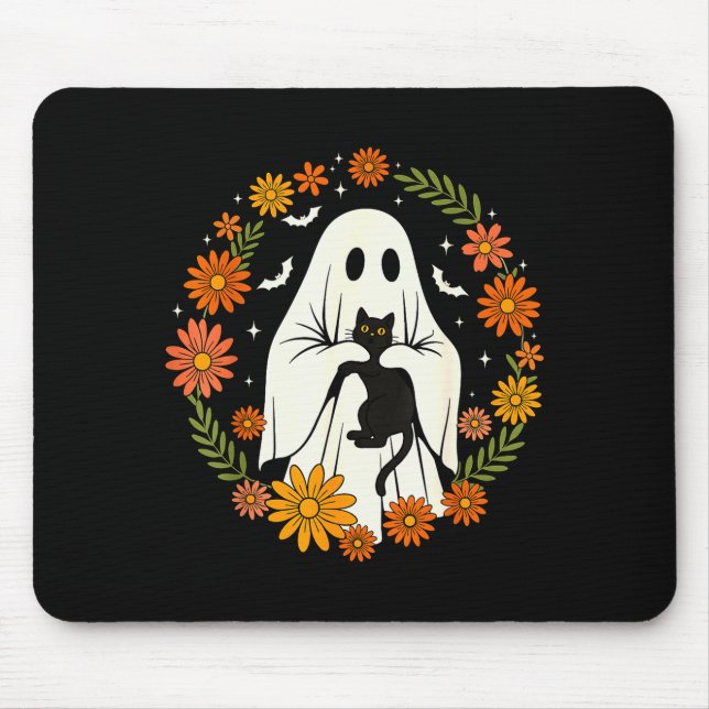 Halloween Ghost Black Cat Cute Funny  Mouse Pad (Front)
