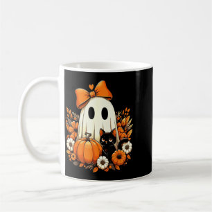Halloween Ghost Black Cat Floral Groovy Coffee Mug