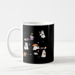 Halloween Ghost Black Cat Reading Book Costume Coffee Mug