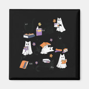 Halloween Ghost Black Cat Reading Book Costume Magnet