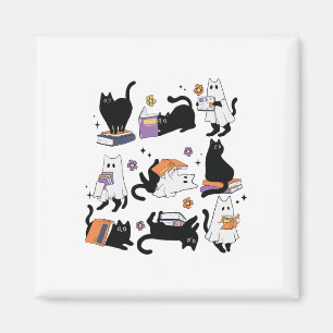 Halloween Ghost Black Cat Reading Book Costume Magnet