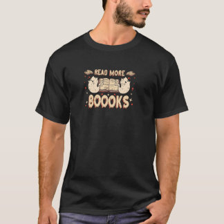 Halloween Ghost Boo Books Read Booooks Librarian C T-Shirt