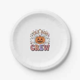 Halloween Ghost Boo Crew Cute Spooky Vintage_1 Paper Plate