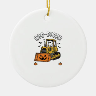 Halloween Ghost Boo Dozer Funny Bulldozer_1 Ceramic Ornament