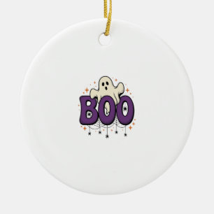 Halloween Ghost Boo Funny Spider Vintage_1 Ceramic Ornament