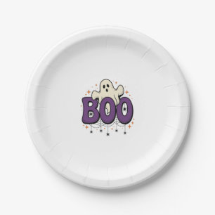 Halloween Ghost Boo Funny Spider Vintage_1 Paper Plate