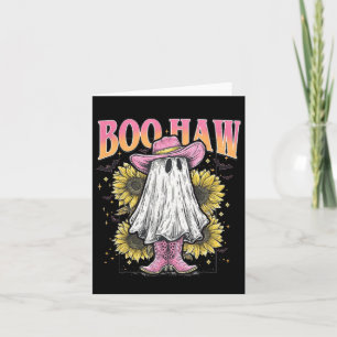 Halloween Ghost Boo Haw Western Cowgirl Sunflower  Card