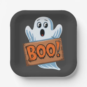 Halloween Ghost Boo Paper Plate
