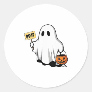 Halloween Ghost Boo Subtle Resist Trump 8647 Femin Classic Round Sticker