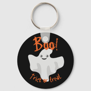 Halloween Ghost Boo! Trick or Treat Black  Key Ring